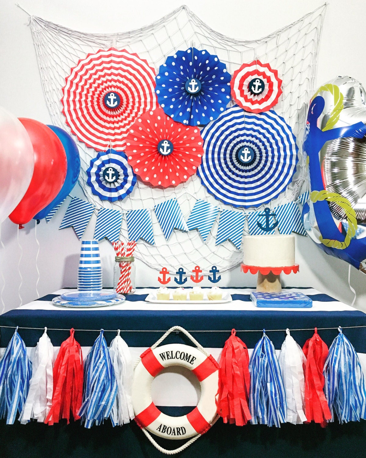 Nautical Party Decorations Birthday Party Decorations Baby Etsy