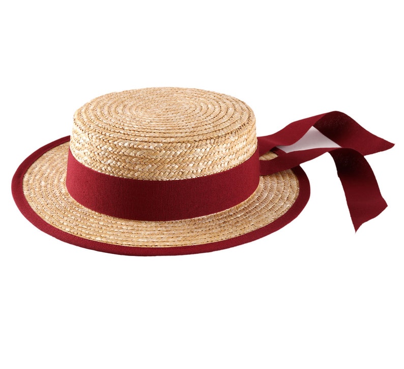 Cottagecore Clothing, Soft Aesthetic Boater Gondolier Straw Hat Sun and summer hat womens mens or chidrens hat $74.03 AT vintagedancer.com