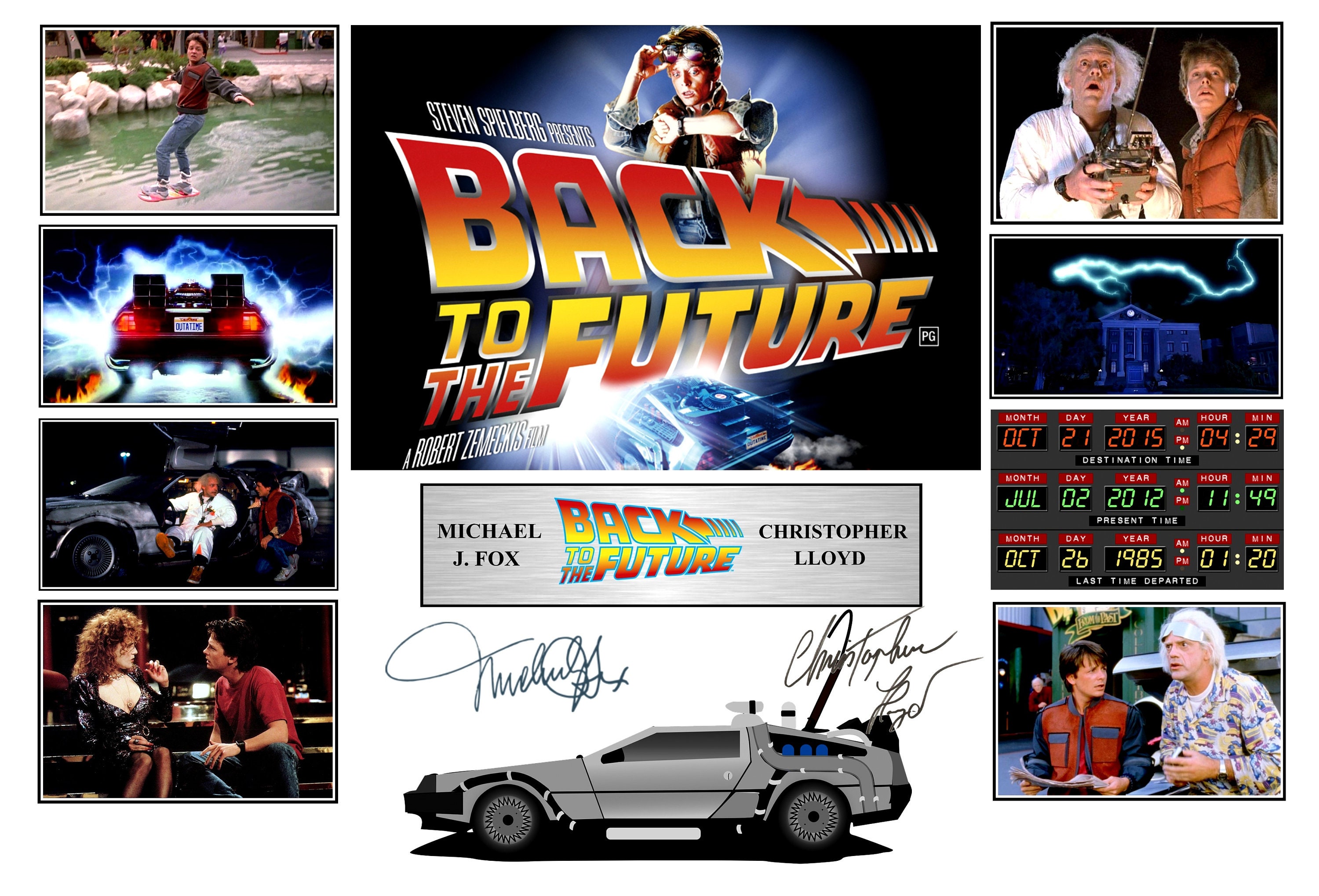 Back to the future movie film poster print signed autographed