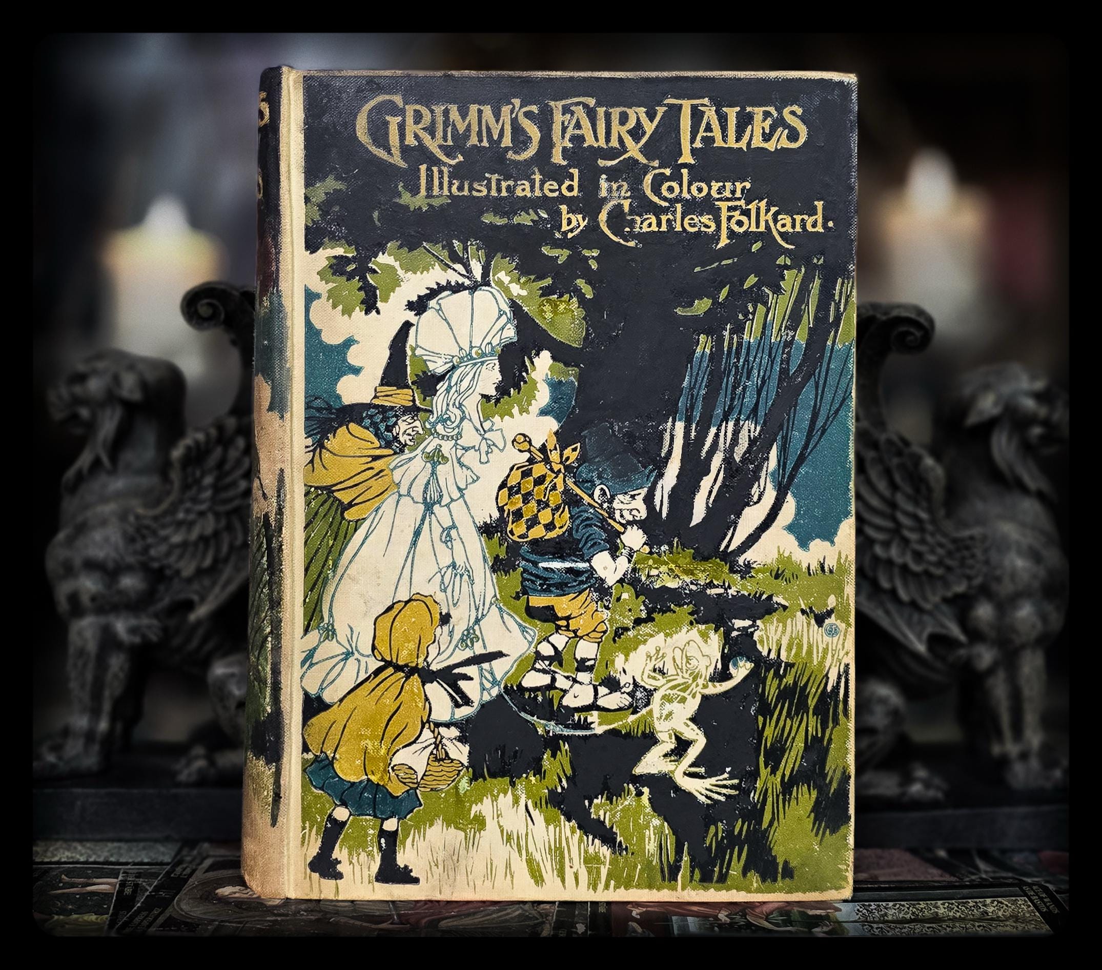 1916 GRIMM'S FAIRY TALES Book Cinderella Antique Magic Grimms Gift