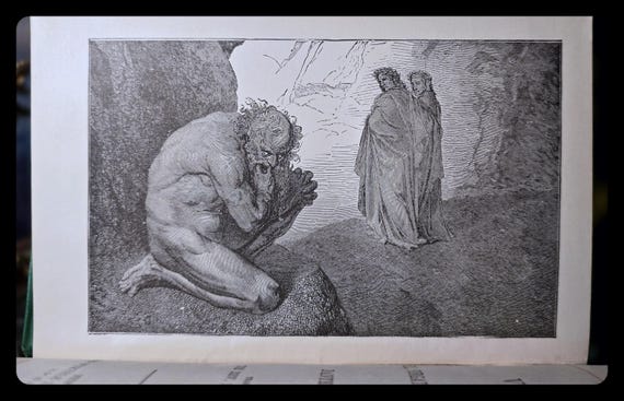 1881 Dante's Divine Comedy: Gustave Dore Art, Green & Gold Binding