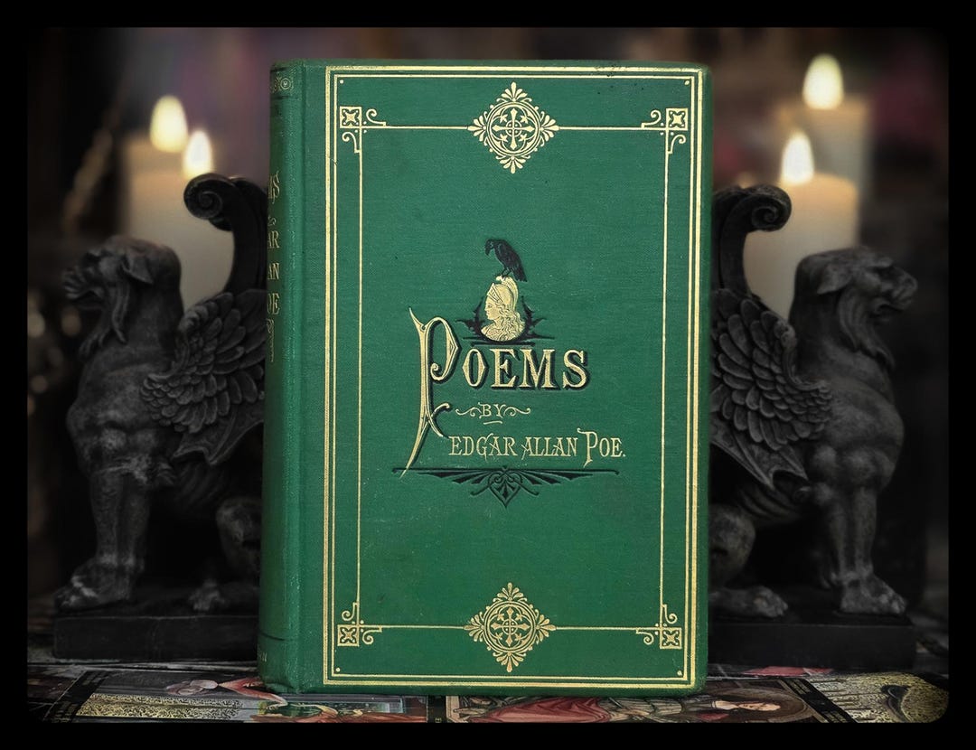 1875 Edgar Allan Poe Poems, 1st Edition Thus Antique Victorian