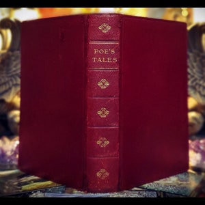 1906 EDGAR ALLAN POE livre en cuir cramoisi (rare) magnifique édition antique Edgar Allen Poe livre contes cadeau