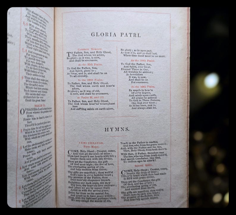1849 Holy Prayer Book Old New Testament Spiritual Antique Catholic Christian Book Psalms