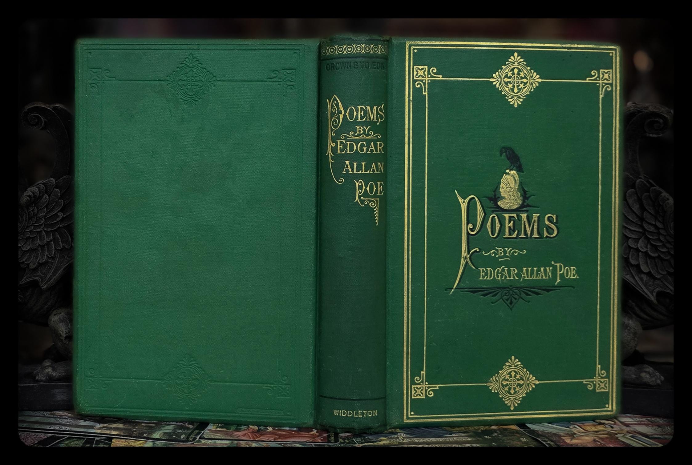 1875 Edgar Allan Poe Poems, 1st Edition Thus Antique Victorian