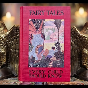 1905 FAIRY TALE BOOK Grimm&#39;s Hansel Grethel Hans Christian Andersen Sleeping Beauty Red Riding Hood Antique Vintage Art Artwork Tales Gift