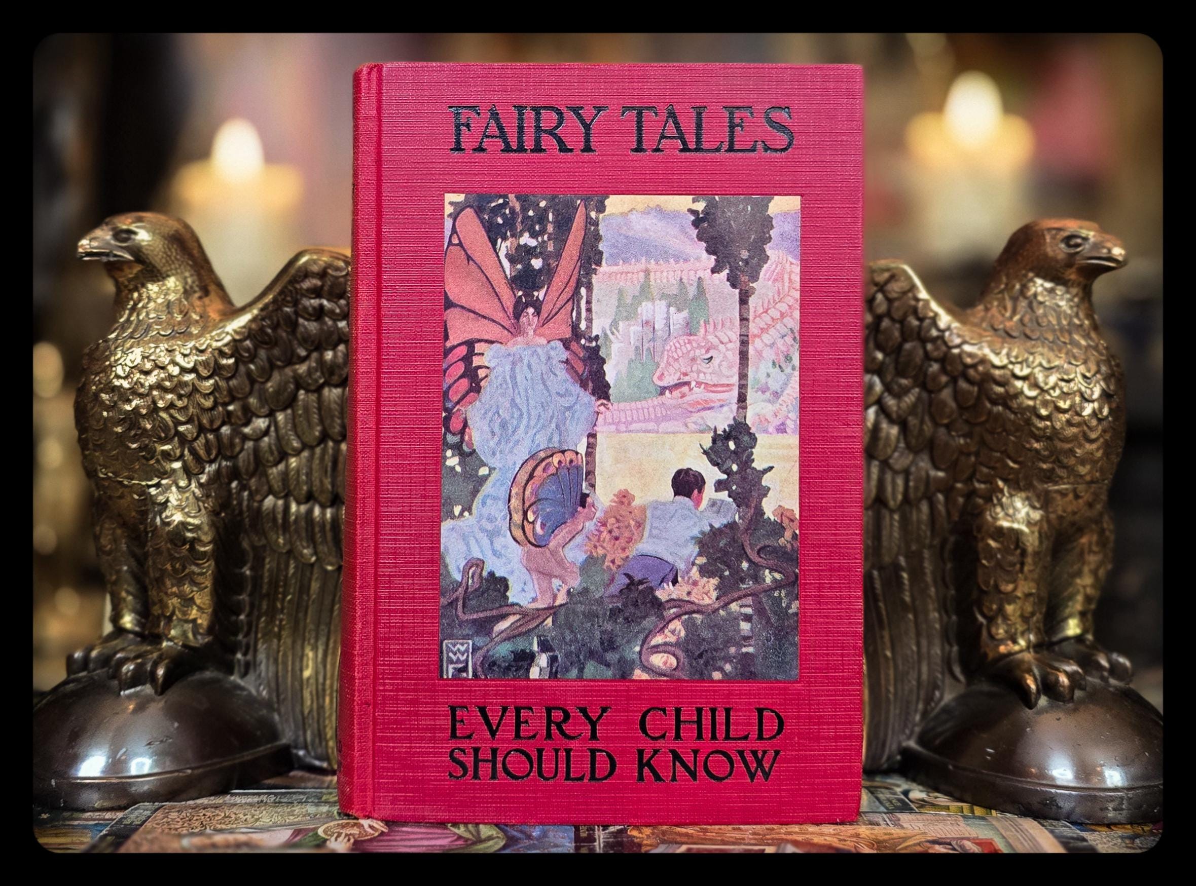 1905 FAIRY TALE BOOK Grimm's Hansel Grethel Hans Christian Andersen Sleeping Beauty Red Riding Hood Antique Vintage Art Artwork Tales Gift