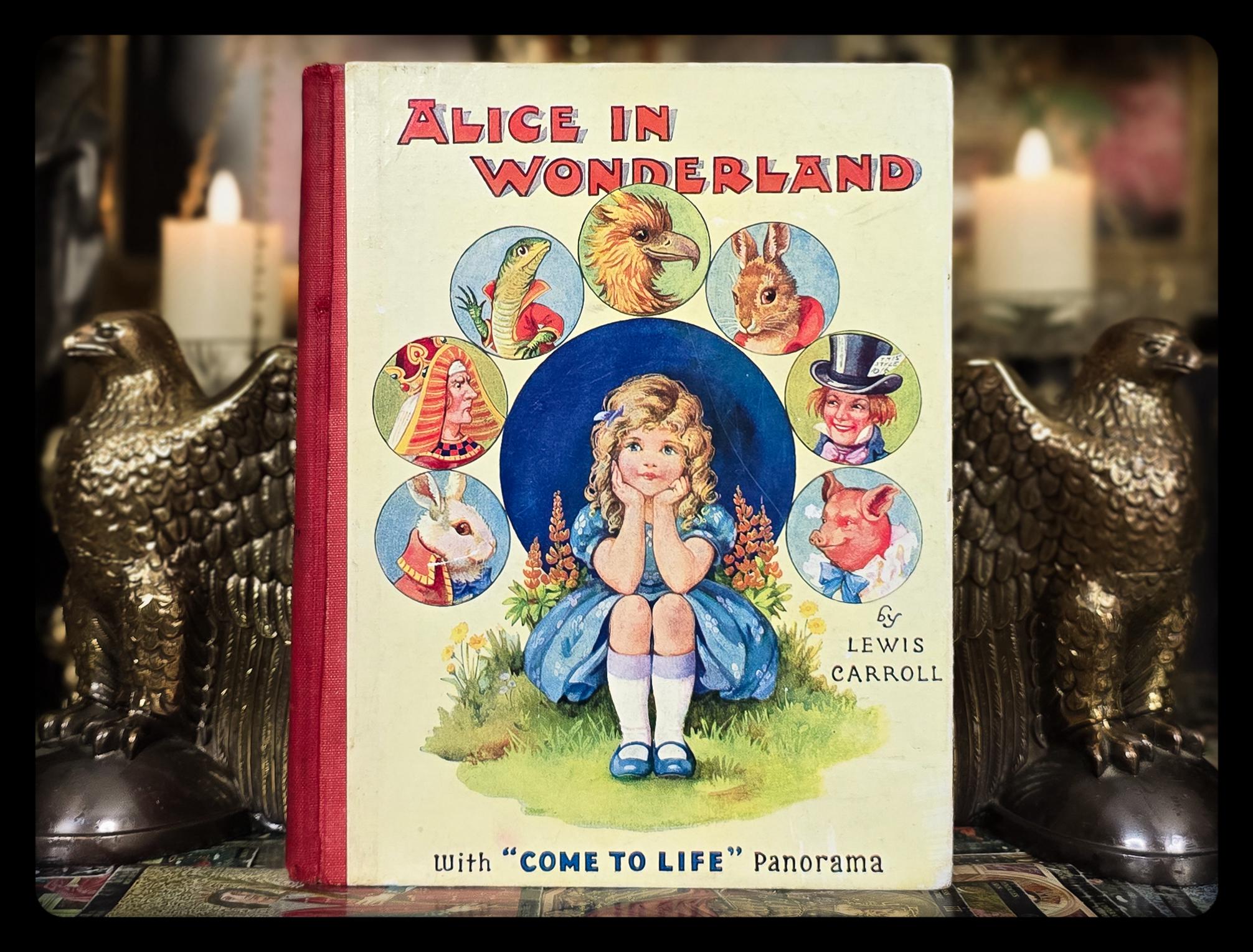 1921 ALICE IN WONDERLAND Book Vintage Antique Wonderland Book Gift Classic Fairy Tale Adventures Through the Looking Glass Collectors