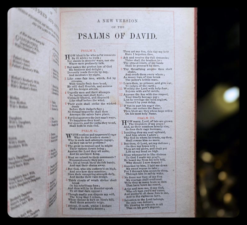 1849 Holy Prayer Book Old New Testament Spiritual Antique Catholic Christian Book Psalms