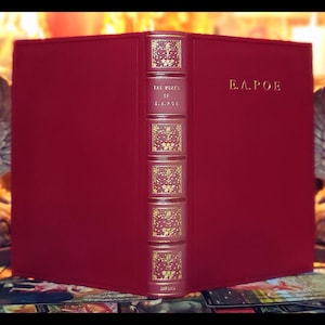 1927 EDGAR ALLAN POE Pełna skóra Kruk „Rzadkie wydanie brytyjskie” Antyczna zabytkowa książka Edgara Allana Poe Stara książka Poe Prezent Rzadki