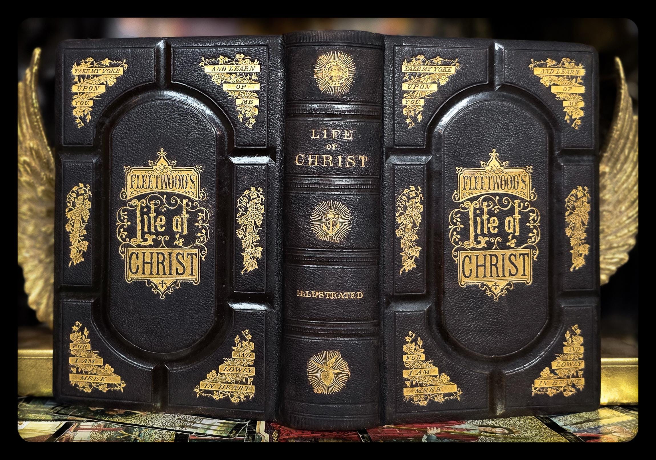 Life of Christ 1839 キリスト教 アンティーク　聖書 1872 Life of Jesus Book: Da Vinci & Dore Art, Antique Leather