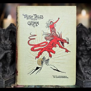 1894 GRIMM&#39;S FAIRY TALES Book (Very Rare) Cinderella Antique Vintage Grimms Brothers Grimm Fairies Victorian Hansel Grethel Snow White Art