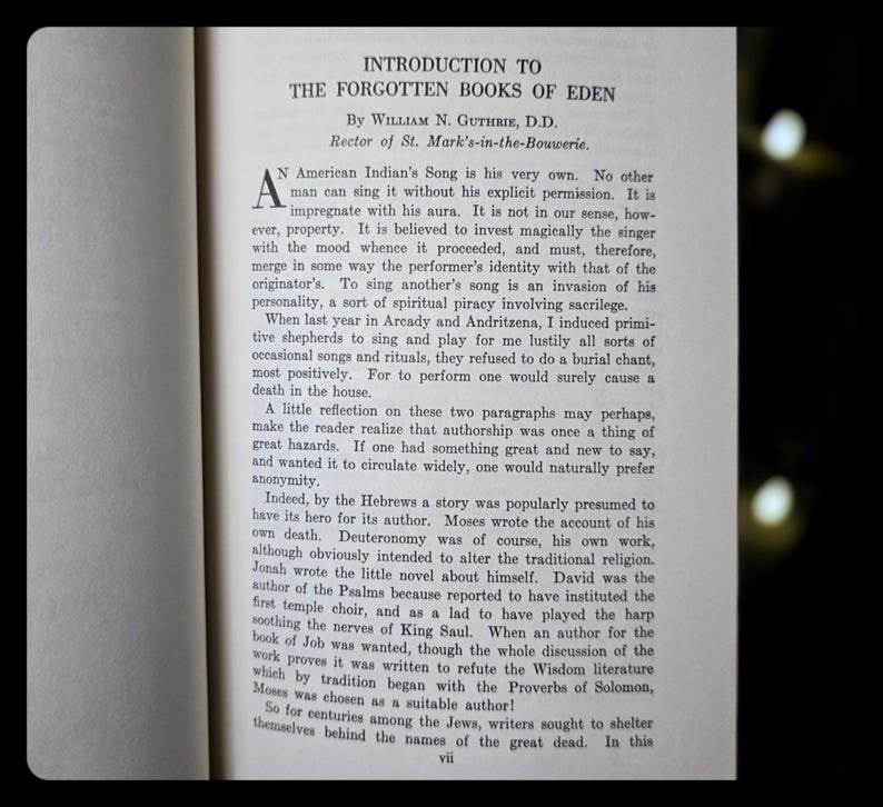 1963 Lost Books of The Bible Forgotten Eden Spiritual Book Occult Old New Testament Jesus