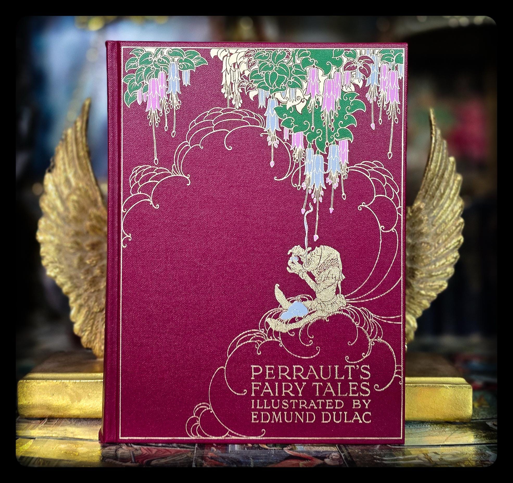 稀少1909年アンティーク洋書Edmund Dulac古書ルバイヤート画集 Edmund Dulac Illustrated Fairy Tales, Charles Perrault Vintage