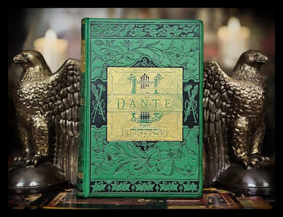 1881 Dante's Divine Comedy: Gustave Dore Art, Green & Gold Binding