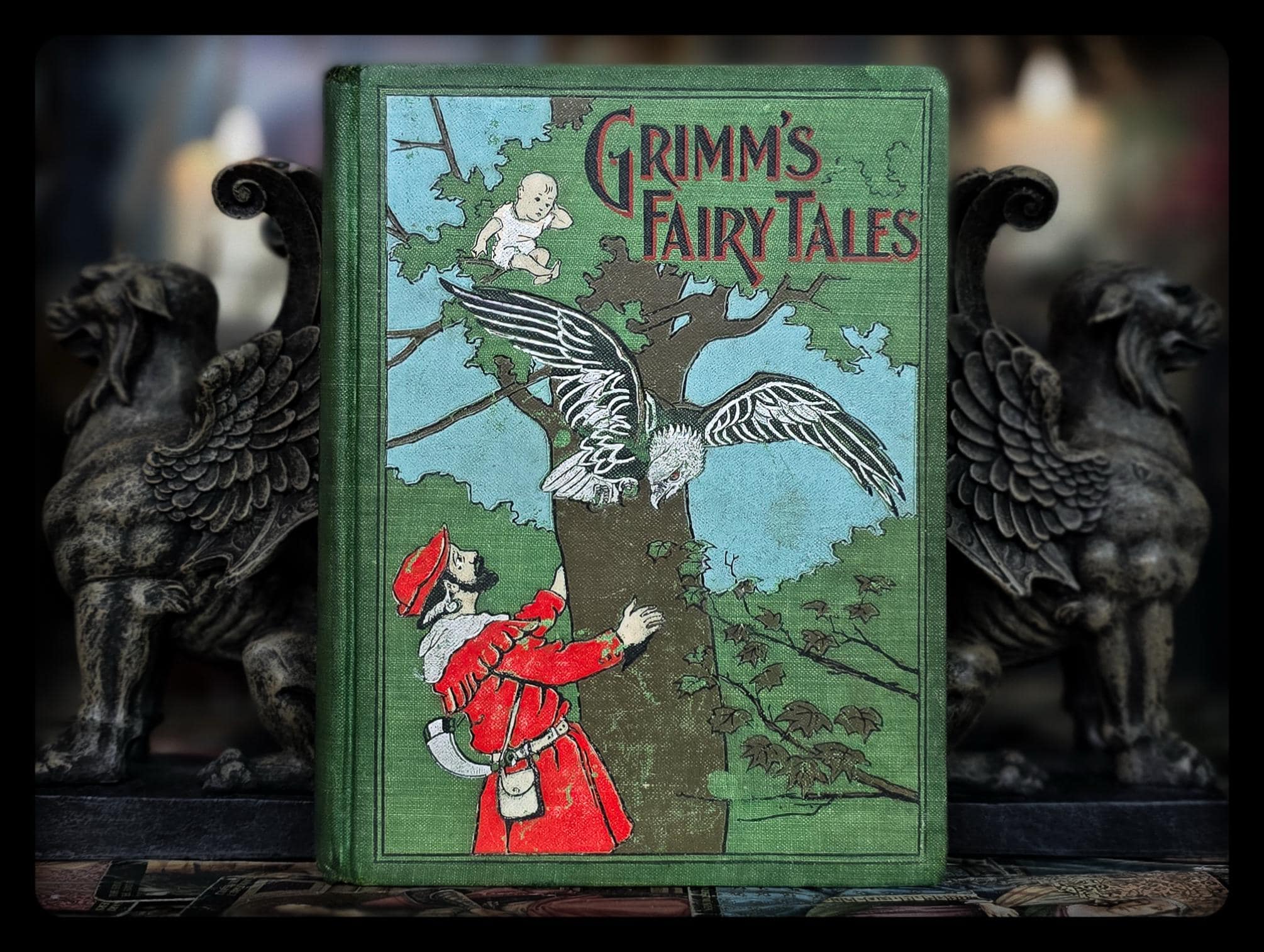 1899 GRIMM'S FAIRY TALES Book 1st Edition Thus Antique Grimms Gift Brothers Grimm Fairies Victorian Art Artwork Witch German Mythology First