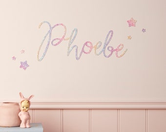 Rainbow decal Chunky Glitter name with stars®- Rainbow wall stickers - Personalised Wall Stickers - Glitter Name Sign - Door Name nursery