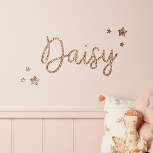 Gold Chunky Glitter name decal® with stars - Personalised Glitter Wall Stickers - Glitter Name Sign - Glitter Door Name nursery deco