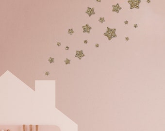 Gold Glitter Star Wall Stickers® - chunky glitter star decals - nursery decor glitter decals - stick and peel Can be repositioned moved