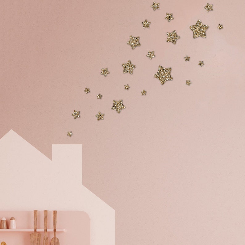 Gold Glitter Star Wall Stickers Chunky Glitter Star Decals Etsy UK