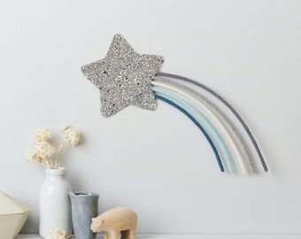 Blue & Grey Knit Shooting Star® wall decor - Choose Your Colours - Knit word - Knitted Word - Rope Name - Personalised Sign - Name hanging