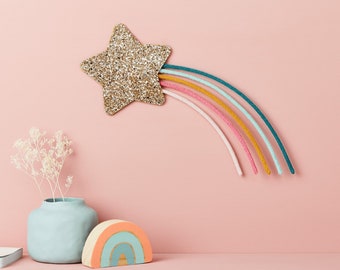 Sunset Knit Shooting Star® wall decor - Choose Your Colours - Knit word - Knitted Word - Rope Name - Personalised Sign - Name hanging