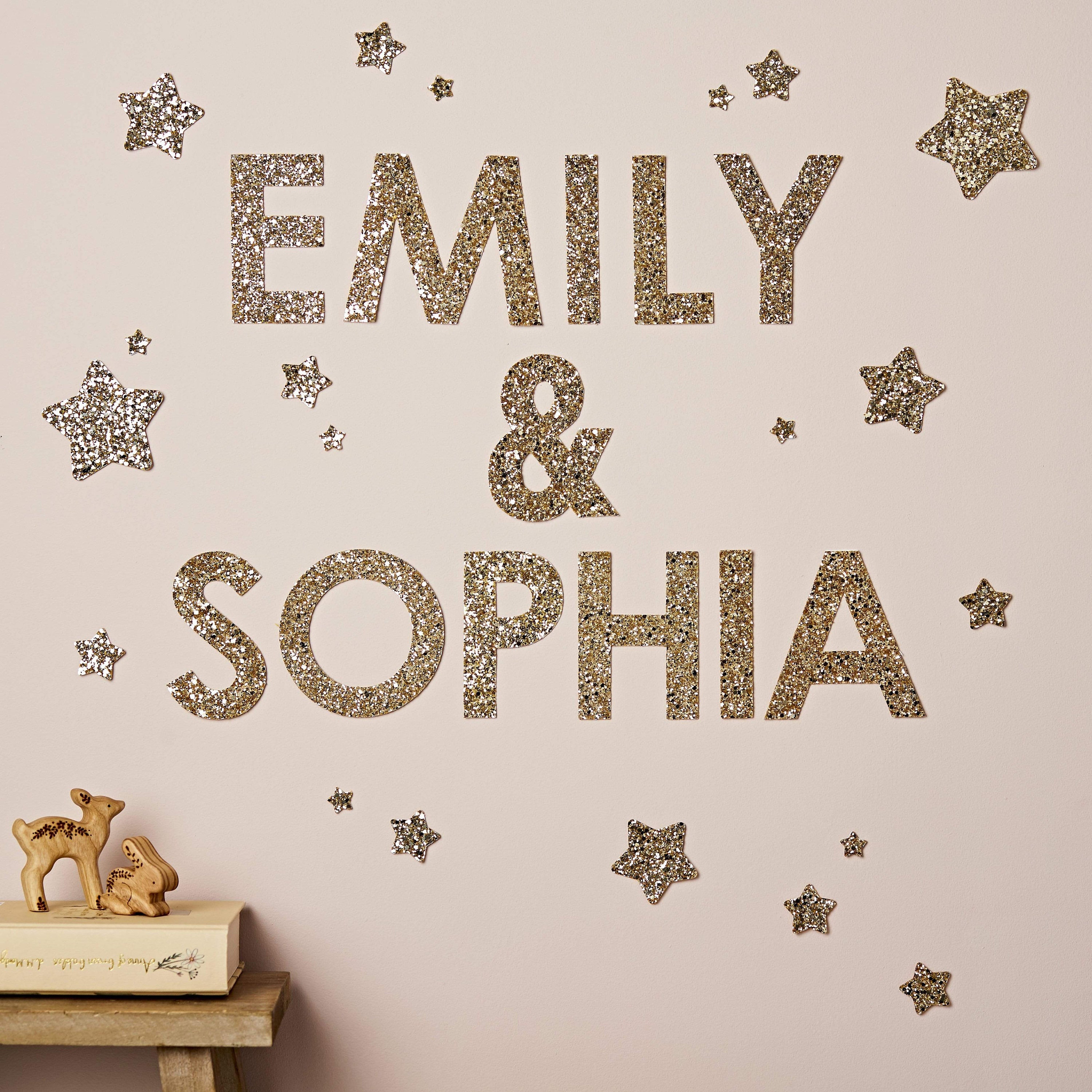 Gold Glitter Letter Wall Stickers™ Glitter Name Decals Etsy