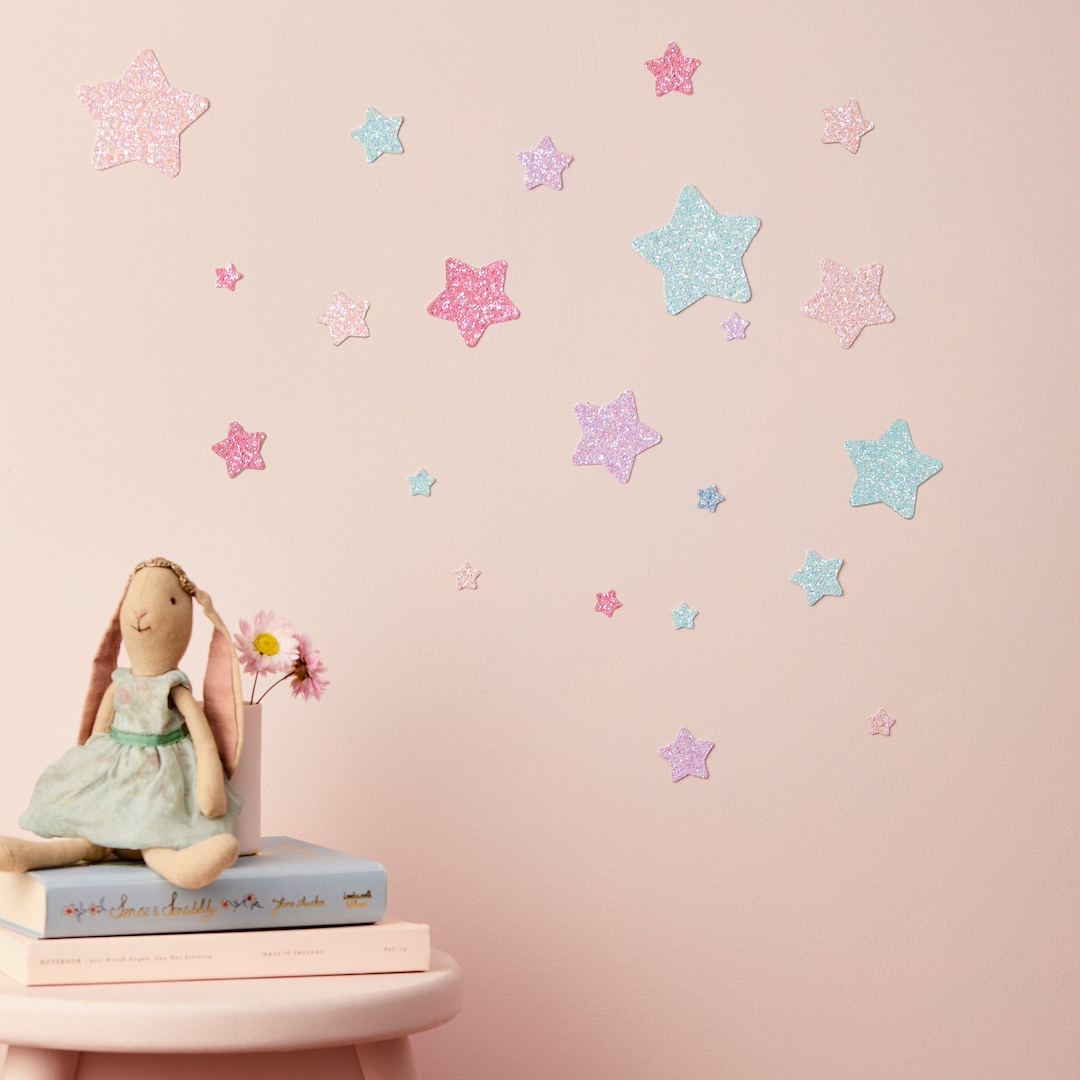 Pastel Glitter Star Wall Decals – 22 Removable Wall Stickers - Etsy