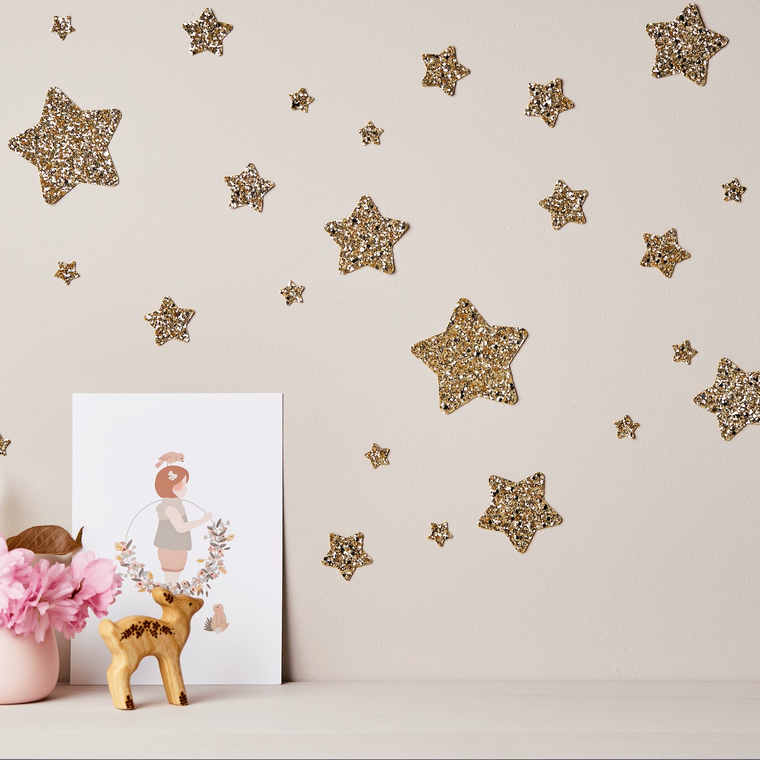 200x Gold Stars Wall Vinyl Stickers - Celestial Home Decor