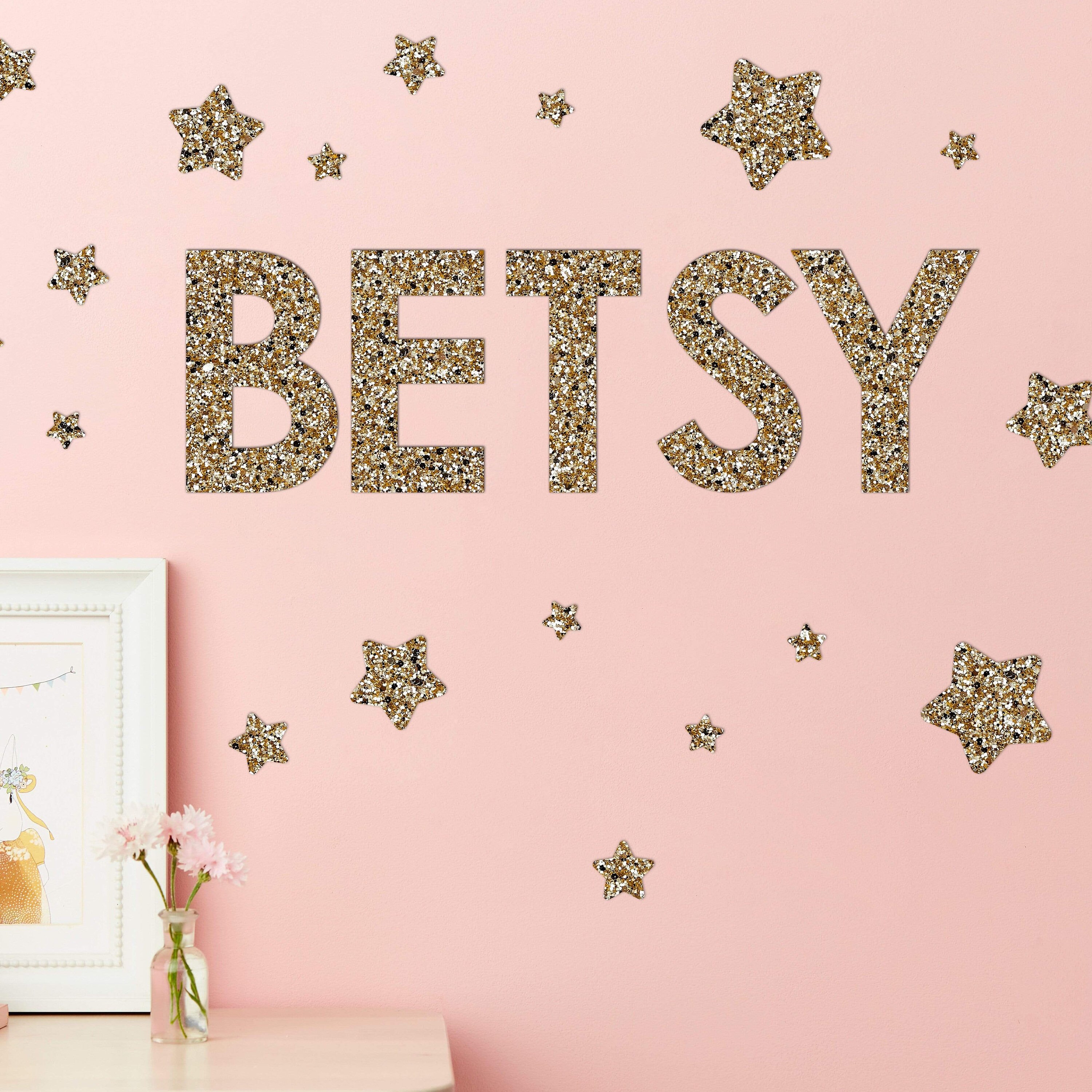 Gold Glitter Letter Wall Stickers™ Glitter Name Decals Etsy