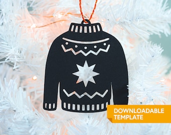 3x Jumper Christmas Papercut Decoration Template | DIY | Hanging Bauble | PDFs for handcutting, colouring | SVG for Silhouette Cameo Cricut