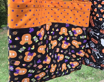 Halloween Mickey Pumpkin Tote, Reusable Grocery Tote, Eco-Friendly Shopping Bag, Trick or Treat Bag