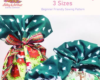 Reusable Fabric Gift Bags Sewing Pattern – 3 Sizes, Beginner Friendly (Digital Download)