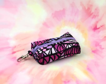 Purple Geometric | Itty Bitty Boxy Bag Keychain - Coin Purse, Dice Bag, Mask Pouch