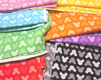Mickey Shapes Fabric Lot Cotton Lycra Rainbow Solids Custom Printed Fabric Sewing Crafting Ears 9 colors