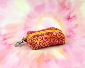 Warm Retro Sunburst | Itty Bitty Boxy Bag Keychain - Coin Purse, Dice Bag, Mask Pouch