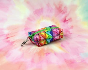 Geometric Rainbow | Itty Bitty Boxy Bag Keychain - Coin Purse, Dice Bag, Mask Pouch