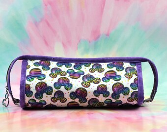 Rainbow Safari Roll Up Pouch - 90s Nostalgia Rainbow Toiletry - Handmade Makeup Roll - Toiletry Bag - Art Supplies Roll - Pencil Pouch