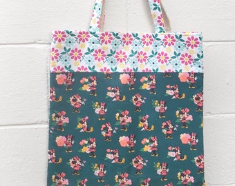 Floral Mouse Canvas Tote Reusable Grocery Tote Eco-Friendly Shopping Bag