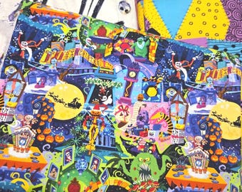 Nightmare Before Christmas Fabric Lot 2+ yd Fabric Custom Printed Cotton Woven  and Joann Fabric Sewing Crafting Ears