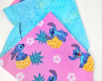 Dog Bandana 2-sided Tropical Alien Blue Swirls Tie-On