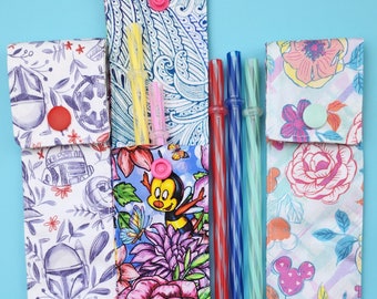 Floral Straw Pouch - 2 Straws Included