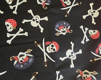 Pirate Skull & Crossbones Cotton Fabric 1 Yd