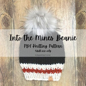 PATTERN - Into the Mines Beanie - Adult Beginner Hat Pattern - Bulky Knit Hat Pattern - Knit Hat Pattern for Beginners - Chunky Knit Pattern