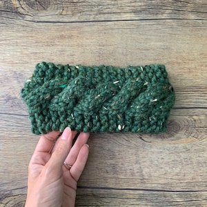 MADE TO ORDER Kelly&#39;s Mountain Knit Wool Earwarmer - Adult Cable Knit Earwarmer - Womens Winter Headband - Adult Chunky Knit Headband