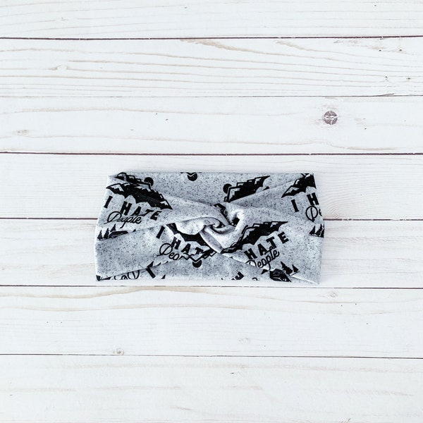 Gray Twist Adult Headband - Gray Womens Headband - I Hate People Headband - Bamboo Headband - Spa Day Headband - Teen Head Wrap