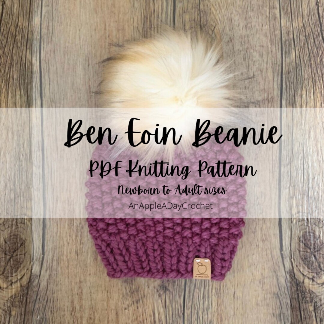 PATTERN - Ben Eoin Beanie - Easy Adult Beginner Hat Pattern - Bulky ...