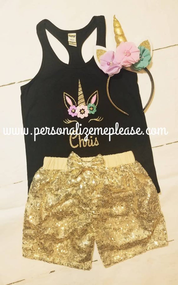 Unicorn Birthday Outfit Black Tank Top Unicorn Tank Top Etsy