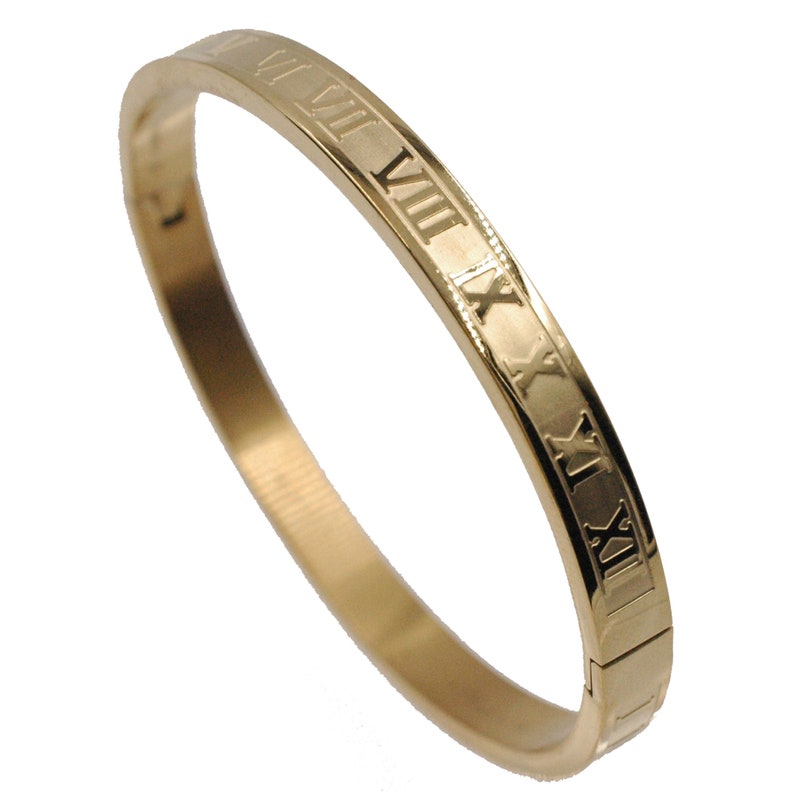 Stainless Steel Bangle Bracelet Roman Numeral silver gold Etsy