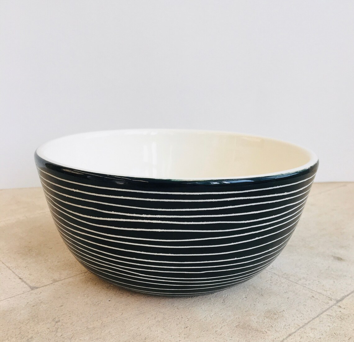 Bowl Black and White Handmade Ceramic Bowl Modern and Etsy